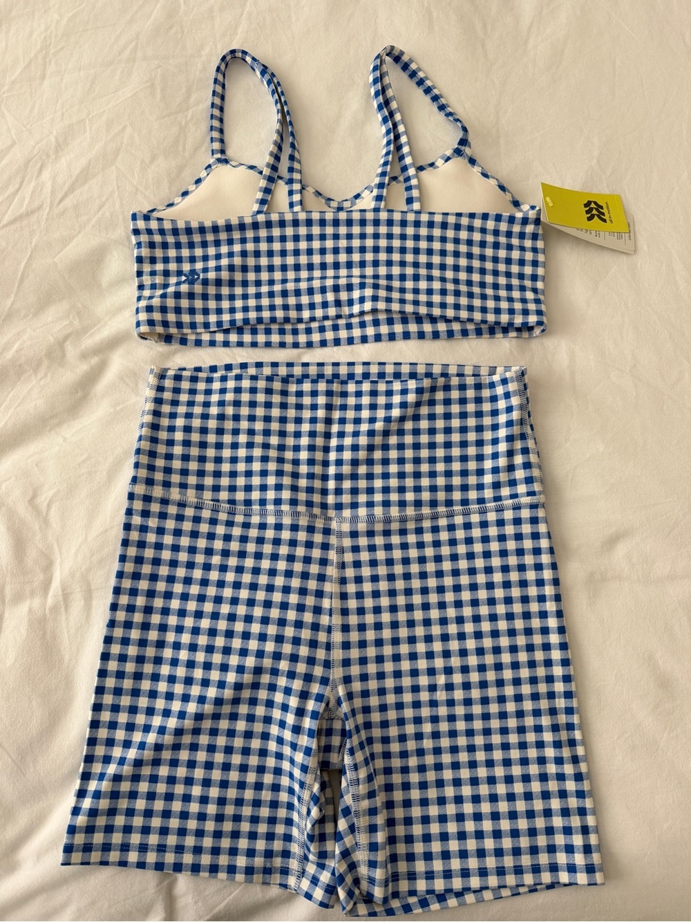 all in motion Blue and White Gingham Bike Shorts Set - Picture 2 of 2